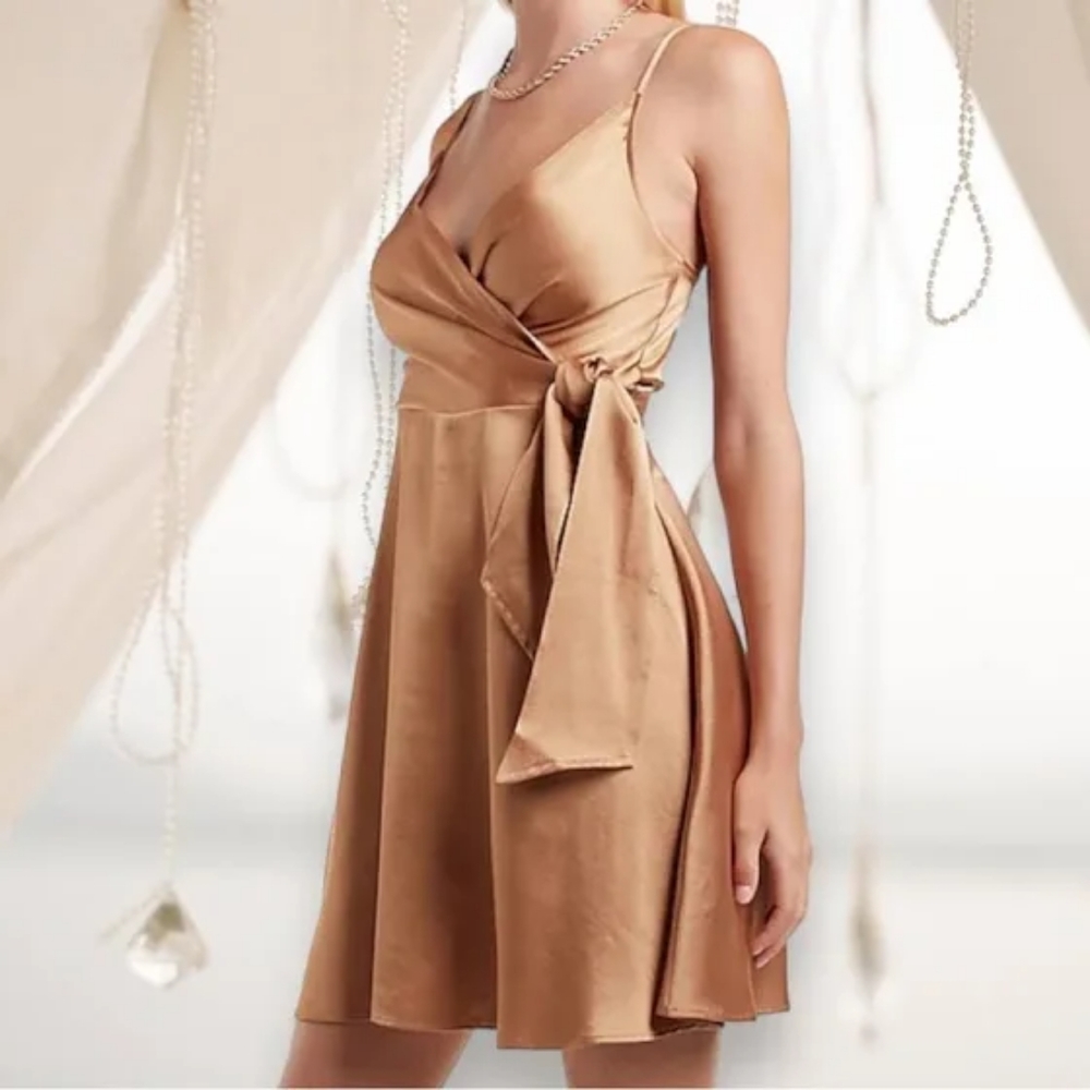 NWT Express Gold Satin Dress